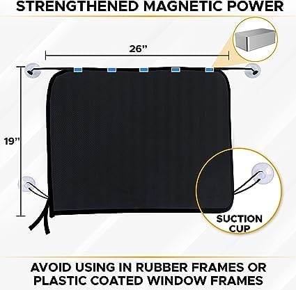 EcoNour Magnetic Car Sun Shade Side Window (2 Pack) | Rear Window Sun Shade, Blocks Harmful UV Rays | Ensures Privacy Protection | Baby Travel Accessories | Magnetic Curtain for Baby and Kids