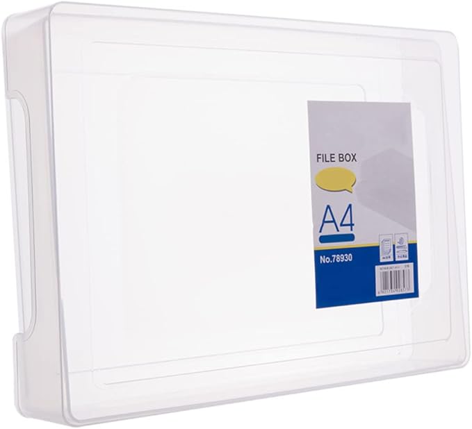 Transparent A4 File Box Plastic Document Organizer Lightweight Storage Folder for Office Home Paper Filing 12.59X9.25X2.51 In