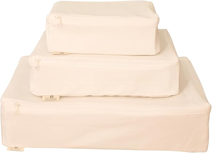 Packing Cubes Bag Pure Canvas Travel Organizers (10"x7"x3") with Durable YKK Zippers for Clothes, Shoes & Luggage Storage (Se