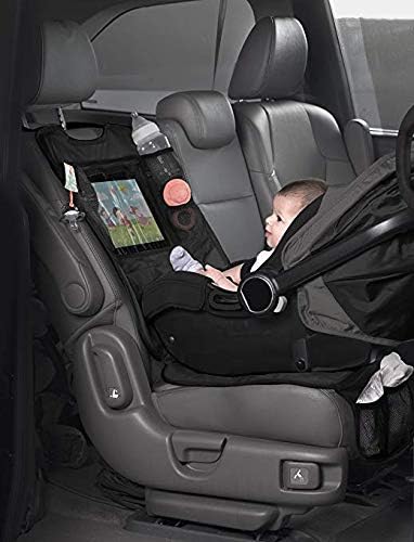 Lulyboo Car Seat Protector & Organizer for Baby & Toddler - Back Seat Storage, Kick Mat with Tablet Holder, Toys & Essentials, Fits All Vehicles, Durable Nylon, Black