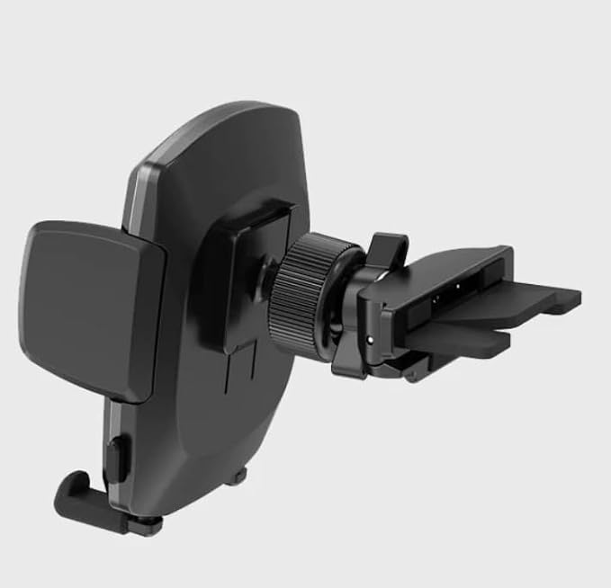 Simple CD Cradle Phone Mount - Upgraded Hands-Free Car Phone Holder - Thick Case Friendly - Mount for CD Player - Compatible with iPhone 12-17 & iPhone Air, Android - Black