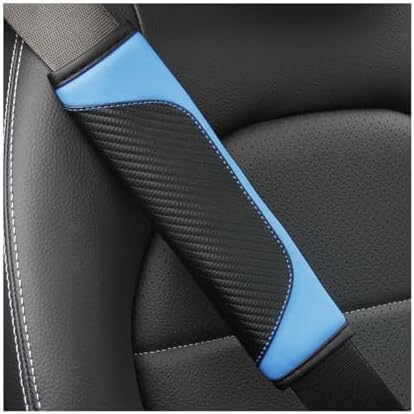 2 Pack Seat Belt Shoulder Pads for Skoda Enyaq Coupe IV 2021 2022 2023, Carbon Fiber Texture Strap Cover Breathable Interior Protection Cushion Accessories Kit,Blue