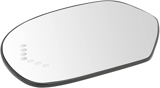 TRQ Driver Side Mirror Glass Heated Convex Turn Signal with Backing Plate For Factory Equipped Mirrors Compatible with 08-13 