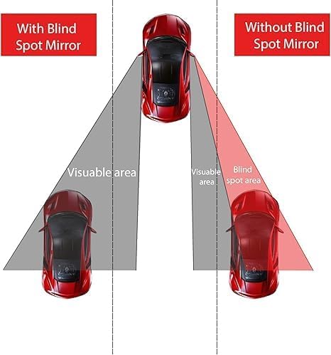 LivTee Blind Spot Car Mirror，Asymmetric Fan Shaped HD Glass Frameless Convex Rear View Mirror with wide angle Adjustable Stick for Cars SUV and Trucks, Pack of 2