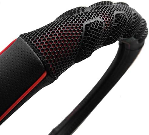 Flying Banner car Steering Wheel Cover Faux Leather Massage Universal fit 3D Honeycomb Hole Anti-Slip Sporty 15 Inches (Red B