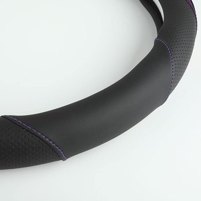 Car Steering Wheel Cover, Leather Steering Wheel Cover Purple Universal 14.5-15 Inch Microfiber Leather Anti-Slip Breathable 