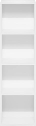 Furinno PASIR Book Shelf, 4-Tier Modern Bookshelf, Open Shelves Bookcase 9 x 12 x 42, Easy Assembly, for Living Room, Bedroom