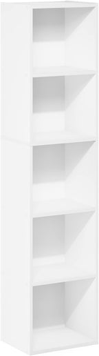 Furinno PASIR Book Shelf, 5-Tier Modern Bookshelf, Open Shelves Bookcase 9 x 12 x 52, Easy Assembly, for Living Room, Bedroom