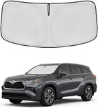Windshield Sun Shade for Toyota Highlander 2020-2025 2026 Front Window Shade Custom Fit Highlander L LE XLE Limited Platinum Sun Visor Foldable Shade Blocks UV Rays Summer Must Have Accessories