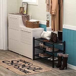 Dranixly Shoe Rack, 3-Tier Bamboo Stackable Shelf Storage Organizer, Stand for Closet, Entryway, Hallway, Bathroom and Living