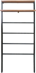 Space Saving 100% Solid Wood 6-Tier Blanket Ladder with Two Storage Shelves - Black/Sweet Oak