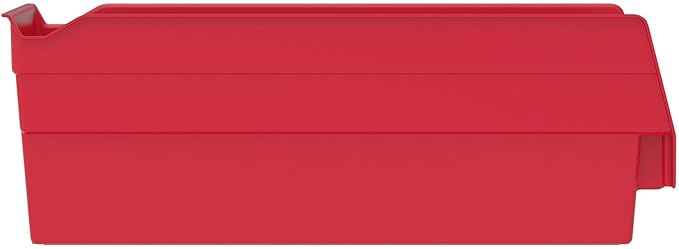 Akro-Mils 30120 Plastic Shelf Bins, Heavy Duty Storage Bins for Garage, Closet, and Drawer Organization, 12" x 4" x 4", Red, 