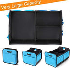 Homeve Trunk Organizer, Car Storage, Reinforced Handles, Collapsible Multi-Compartment, Foldable, Waterproof, Sturdy, 600D Oxford Polyester For Car, SUV, Mini-Van, Blue, 2 Compart