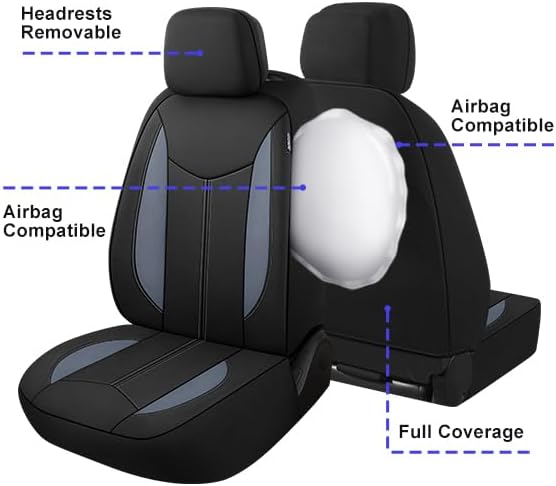 CAROMOP Neoprene Car Seat Cover 2 Front Seats, Waterproof Seat Covers for Cars, Universal Fit for Most Car Interior Covers-Se
