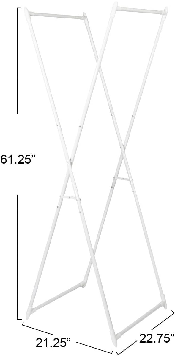 Household Essentials Valet Folding Clothes Rack, Strong Metal X-Frame, Chic Design, Great for Guest and Dressing Rooms, Porta