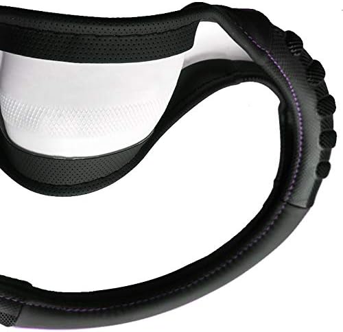 Flying Banner car Steering Wheel Cover Faux Leather Massage Universal fit 3D Honeycomb Hole Anti-Slip Sporty 15 Inches (Purpl