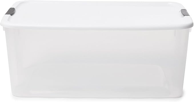 Sterilite 16-Pack Ultra Latching Box, Storage Bins with Lids, Clear Plastic, 116 Quart - Heavy-Duty Organizing Containers for