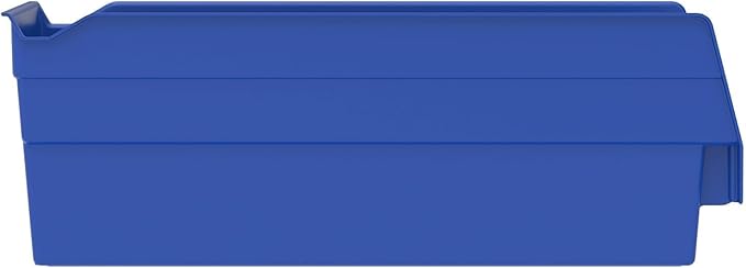 Akro-Mils 30120 Plastic Shelf Bins, Heavy Duty Storage Bins for Garage, Closet, and Drawer Organization, 12" x 4" x 4", Blue,