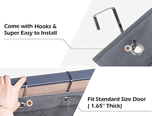 2 Pack Over the Door Shoe Organizer Hanging Shelve for Closet Clothes Storage Stuffed Animals Holder with 6 Large Pockets (Cl