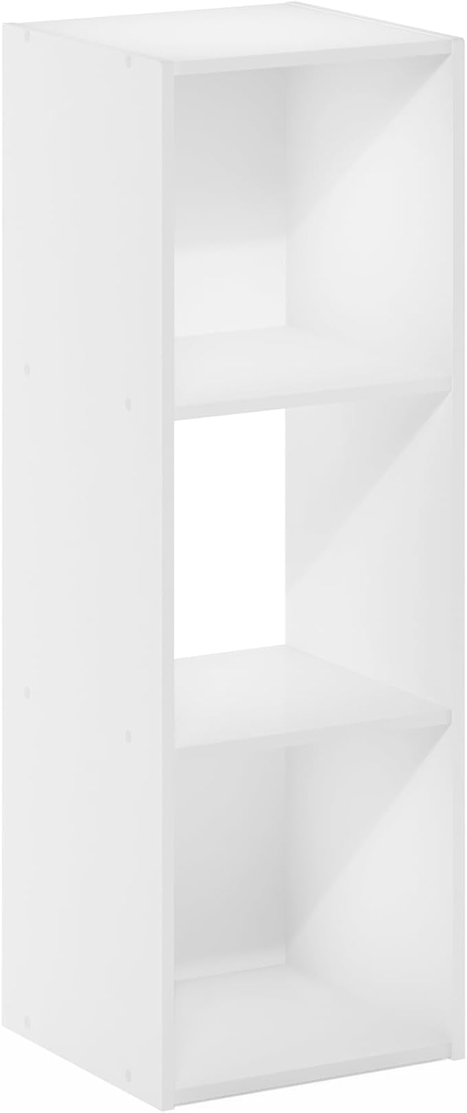 Furinno PELLI Book Shelf, 3 Cube Bookshelf with Open Back & Closed Back Cubes, 3 x 1 Storage Organizer Cabinet, 11.6 x 12.2 x