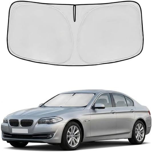 Windshield Sun Shade for BMW 5 Series 2011-2024 2025 Sunshade Front Window Shade Custom Fit BMW 5 Series Accessories Sun Visor Foldable Shade Blocks UV Rays Accessories