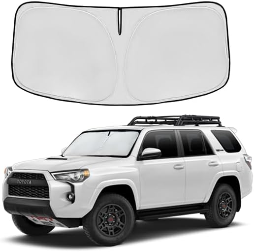 Windshield Sun Shade for Toyota 4Runner 2010-2024 2025 2026 Front Window Shade Custom Fit 4Runner Accessories Sun Visor Foldable Shade Blocks UV Rays Summer Must Have Car Accessories
