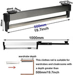 Extendable Clothes Rail, Adjustable Steel Wardrobe Rod, Pull-Out Closet Organizer for Coats & Trousers, Space-Saving 30-80 cm