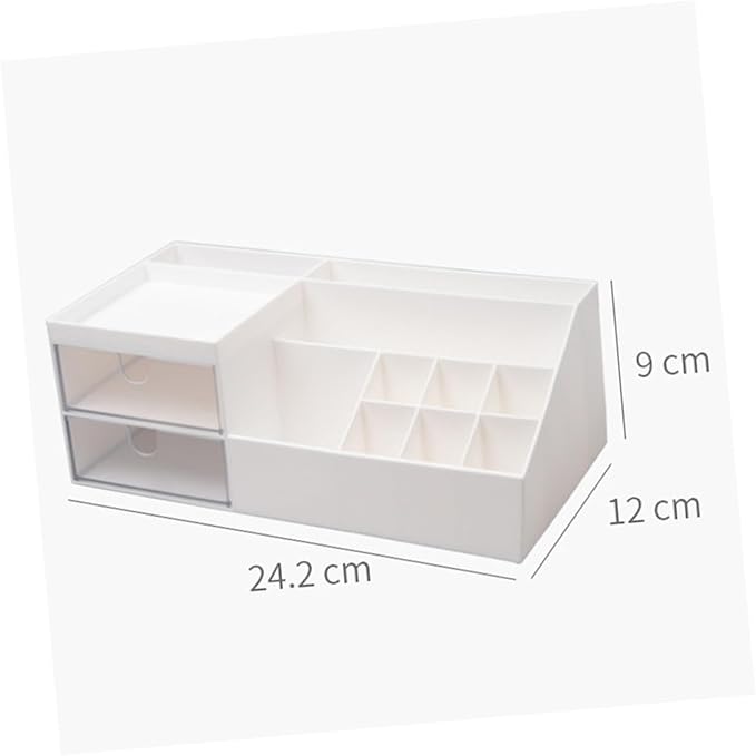 Angoily White Makeup Organizer Large Desk Organizers and Storage Rotating Cosmetic Storage Box Space-Saving