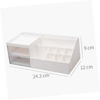 Angoily White Makeup Organizer Large Desk Organizers and Storage Rotating Cosmetic Storage Box Space-Saving