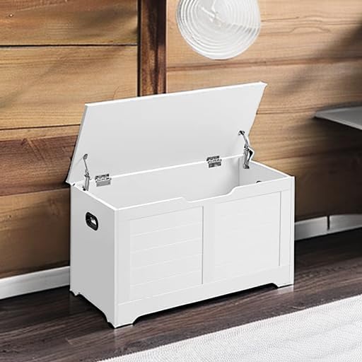 VASAGLE Storage Chest, Storage Bench with 2 Safety Hinges, Farmhouse Style, 15.7 x 31.5 x 18.1 Inches, for Entryway, Bedroom,