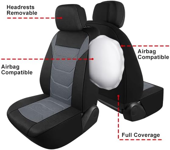 3D Air Mesh Car Seat Covers Front Sets Washable and Breathable Premium Cloth Automotive Vehicle Seat Covers for Cars Interior