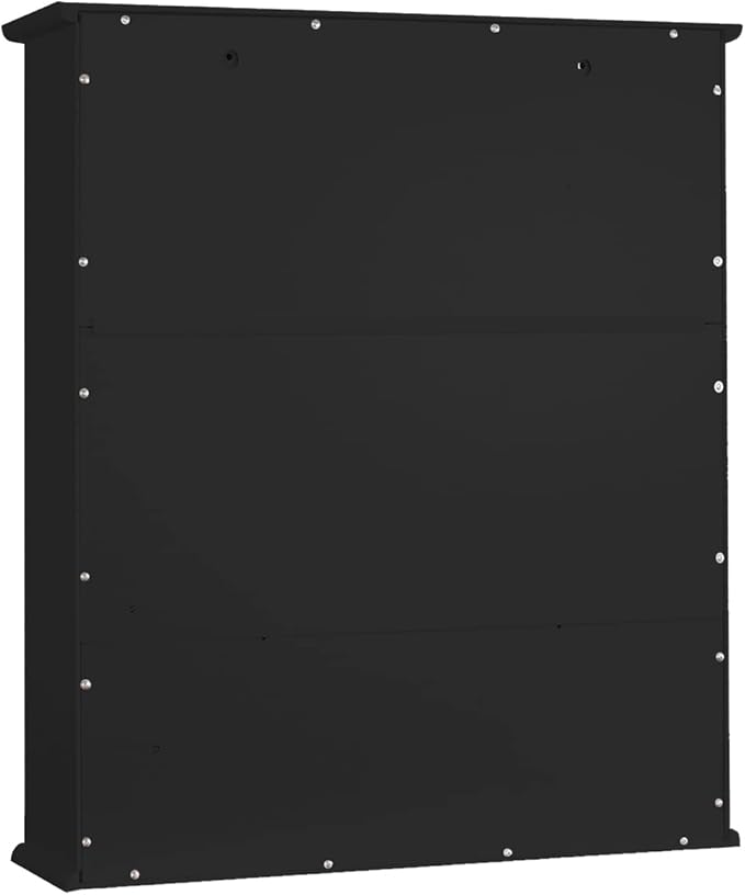 TaoHFE Black Bathroom Over The Toilet Storage Cabinet,Wall Medicine Cabinet Organizer with 2 Door Adjustable Shelves,Wooden M