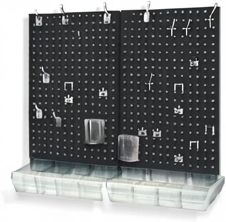 Azar Displays 900945-BLK The DIY Multi-purpose 70-piece Pegboard Wall Organizer Kit with Two Panels and Accessory Assortment,