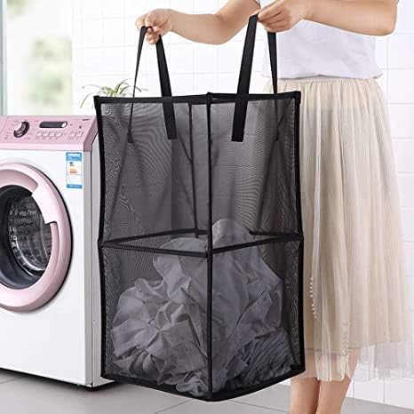 Pop Up Laundry Baskets - Mesh Collapsible Laundry Hampers Storage with Handle - Foldable for Washing Storage, Great for The K