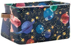 xigua Cartoon Planets Storage Basket Collapsible Storage Bins Waterproof Canvas Storage Basket with Leather Handles for Home 