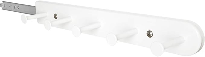 Extendable Sliding Wardrobe Hook Rail with Hardware Pull Out Closet Rod Clothing Hanging Hooks Organizer for Home, Office, Ho