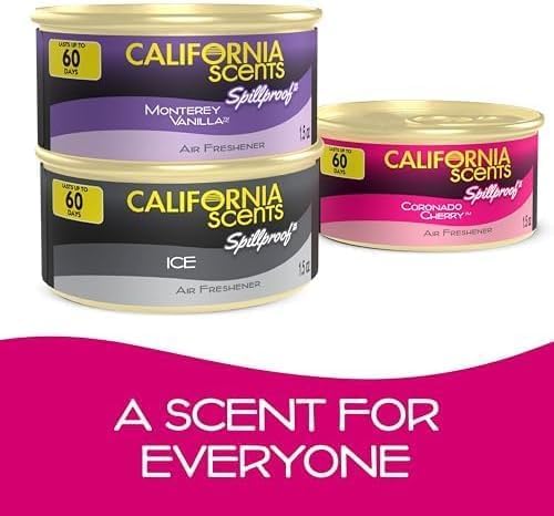 Can Air Freshener and Odor Neutralizer by California Scents, Stocking Stuffers, Set of 12 Spillproof Cans for Home and Car, C