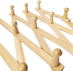 AMAPON Accordion Style Expandable Wall Wooden Coat Rack 13 Hooks (Pegs) Hang Hats Jackets Coffee Mug Purses Necklaces Towels 