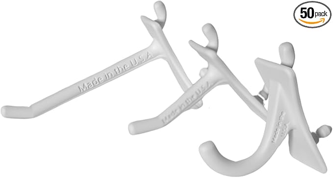 PegPro® J, 1", 2" Hooks Kit for Modern Plastic or Metal Pegboard – Durable Plastic Pegboard Hooks - for Garage, Kitchen, Craf