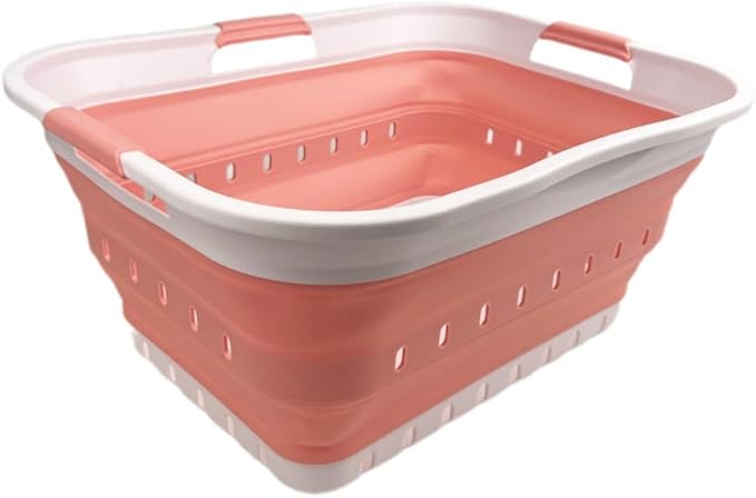 SAMMART 42L (11 gallon) Collapsible Plastic Laundry Basket - Foldable Pop Up Storage Container/Organizer - Space Saving Hampe