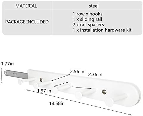 Extendable Sliding Wardrobe Hook Rail with Hardware Pull Out Closet Rod Clothing Hanging Hooks Organizer for Home, Office, Ho