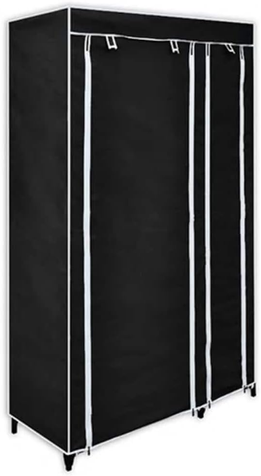 vidaXL Folding Wardrobe Black Fleece Fabric Cover and Steel Tube Frame