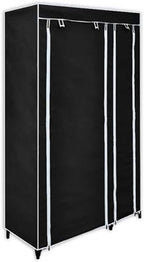 vidaXL Folding Wardrobe Black Fleece Fabric Cover and Steel Tube Frame