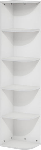 Furinno PASIR Book Shelf, 5-Tier Corner Bookshelf with Open Shelf, Standing Bookcase, 9.3 x 12 x 51.7, for Organization and S