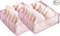HSLFUAI Bra Organizer for Drawer, 2 Pack Bras Storage Organizer with Compartments, Drawer Organizer for Bras(Pink-6S-2PCS)