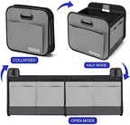 Homeve Trunk Organizer, Car Storage, Reinforced Handles, Collapsible Multi-Compartment, Foldable, Waterproof, Sturdy, 600D Oxford Polyester For Car, SUV, Mini-Van, Grey, 2 Compart