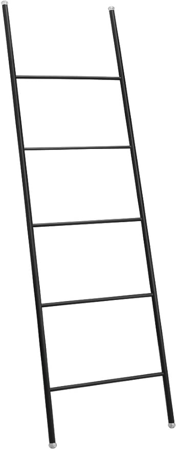 mDesign Metal Leaning Blanket and Towel Ladder - Display Rack for Bedroom and Bathroom - Throw/Quilt Holder - Nursery Wall Ra