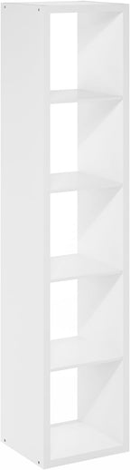Furinno Cubicle Book Shelf, Vertical 5-Cube Bookshelf, Extra Thick Frame Horizontally & Vertically Reversible Bookcase with O