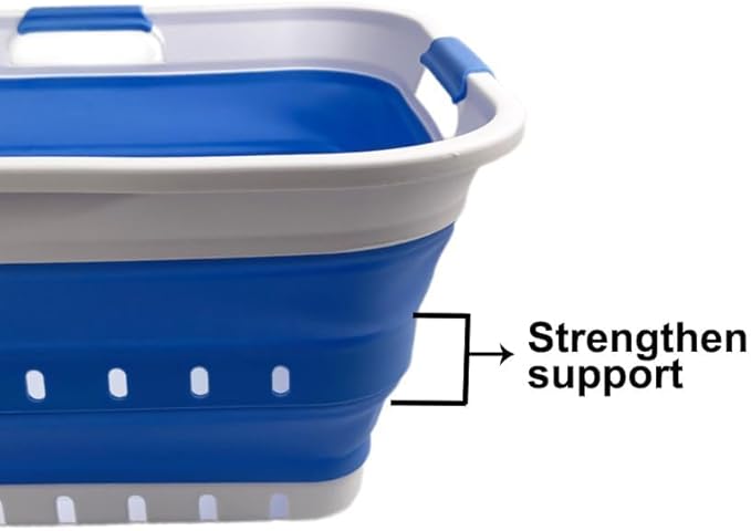 SAMMART 42L (11 gallon) Collapsible Plastic Laundry Basket - Foldable Pop Up Storage Container/Organizer - Space Saving Hampe