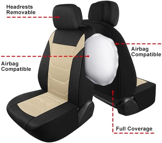 3D Air Mesh Car Seat Cover Front Sets Washable and Breathable Premium Cloth Automotive Vehicle Seat Covers for Cars Interior,